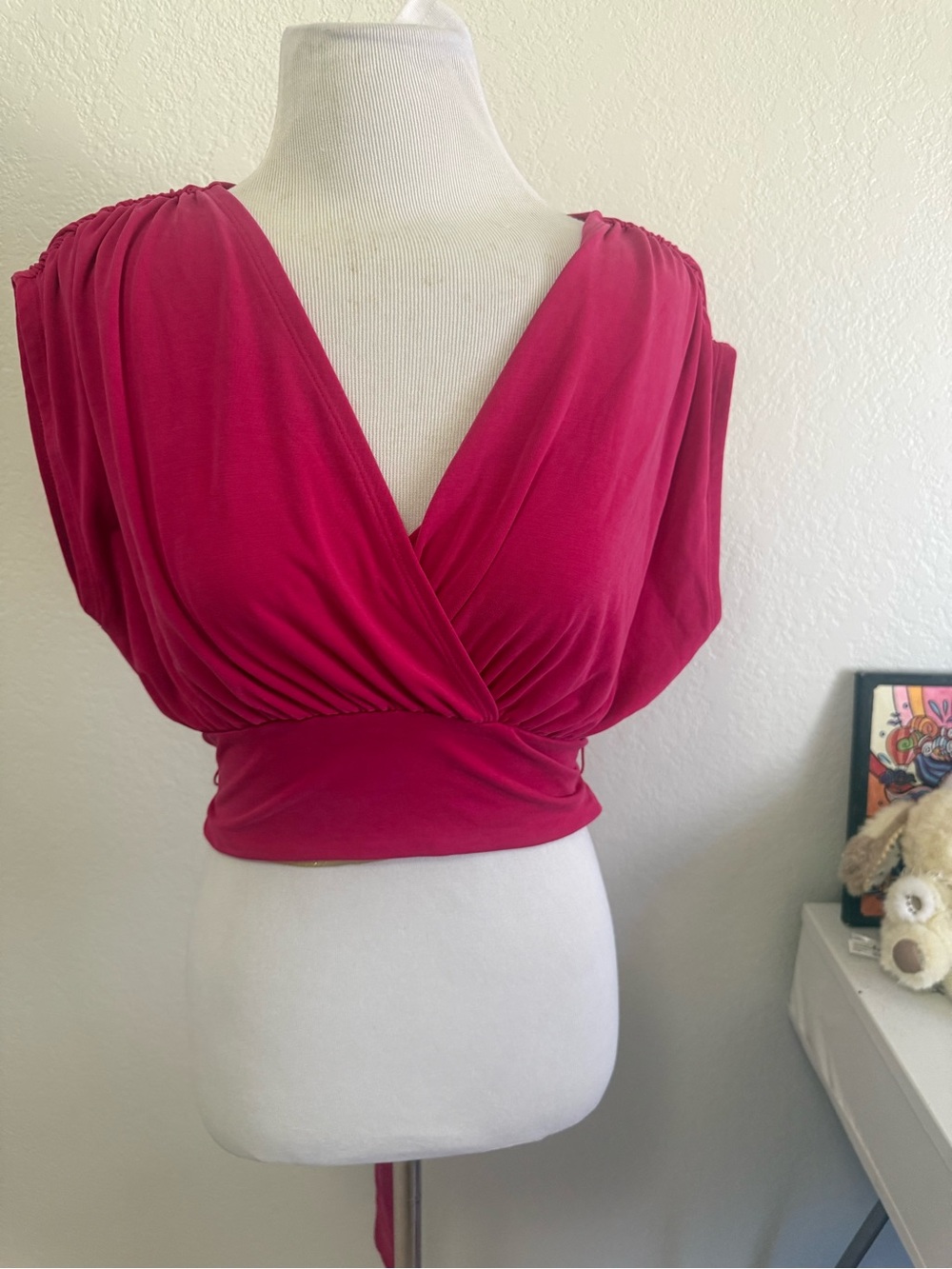 Express Magenta Surplice Crop Top